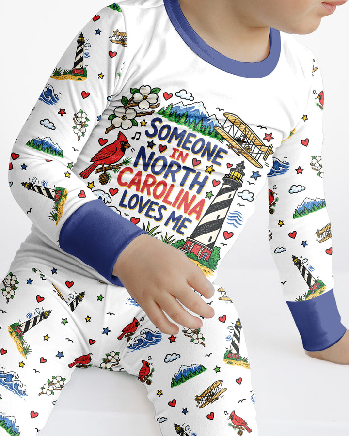 Someone in North Carolina Loves Me Bamboo Two Piece Long Sleeve Pajama Set