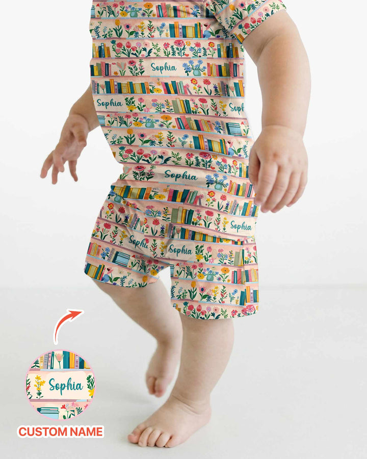 Personalized Book Lover Bamboo Two Piece Short Sleeve Shorts Pajama Set