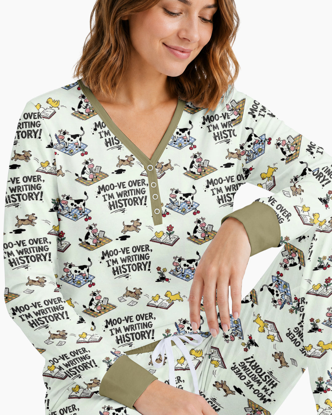 Writing Moo History Bamboo Women Pajama Set