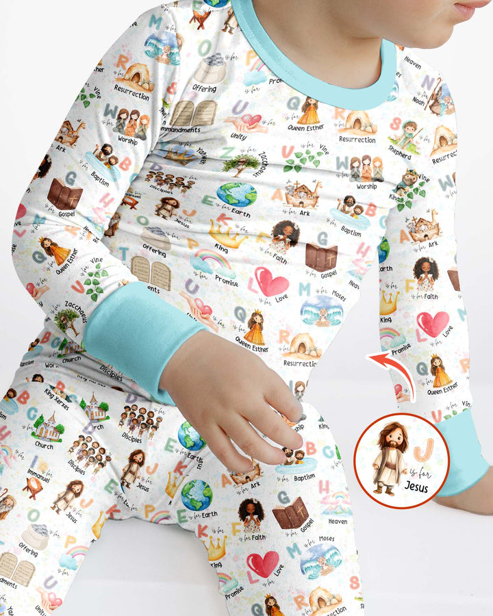 Bible ABC Alphabet Bamboo Two Piece Long Sleeve Pajama Set