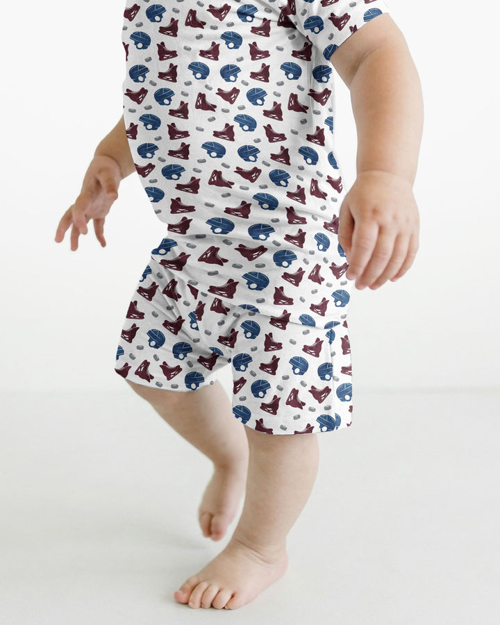 Hockey - Pucks & Gear Bamboo Two Piece Short Sleeve Shorts Pajama Set