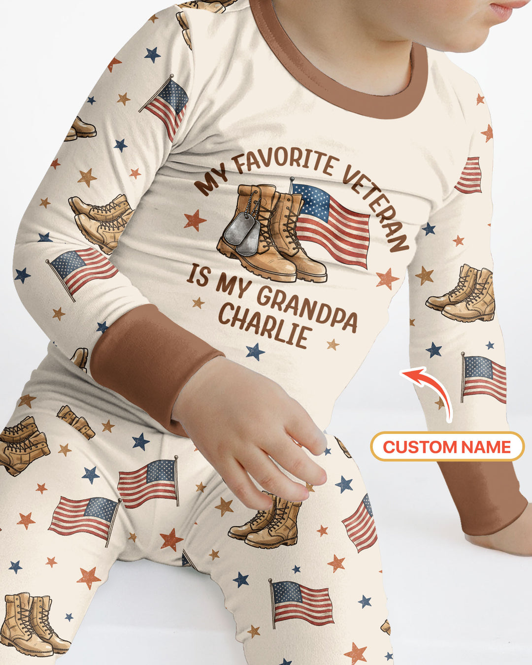 My Favorite Veteran Is My Grandpa Bamboo Two Piece Long Sleeve Pajama Set