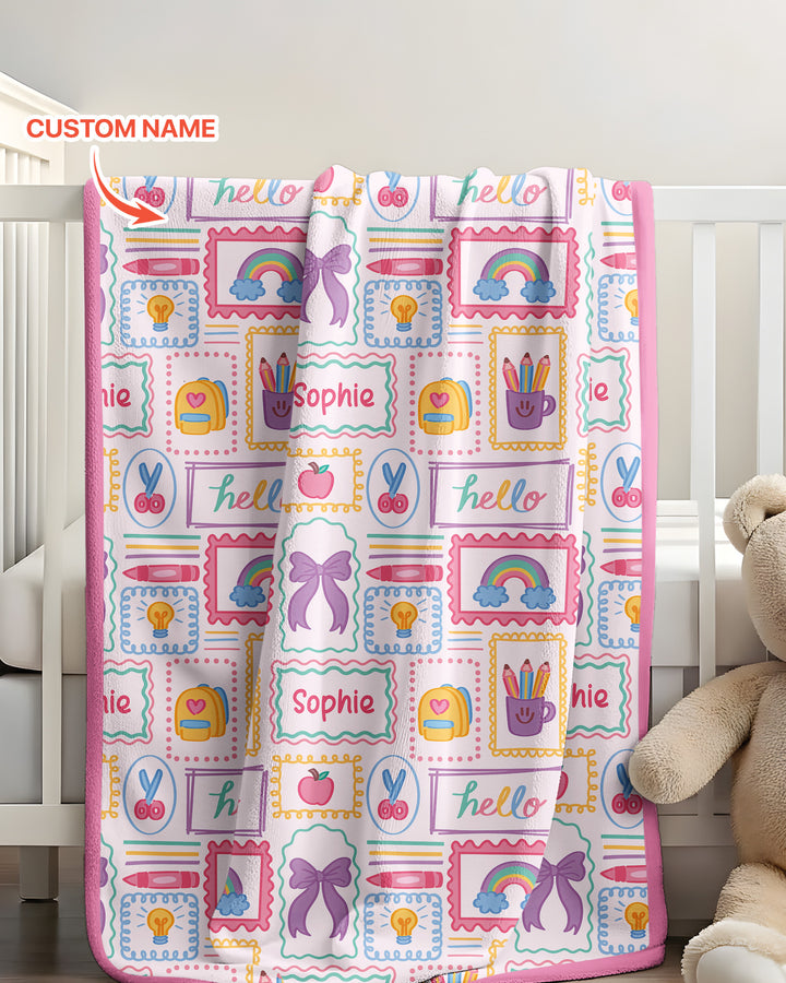 Custom Name Hello School Bamboo Blanket