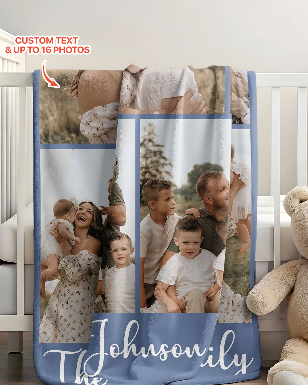 Custom Photo Collage Family Bamboo Blanket