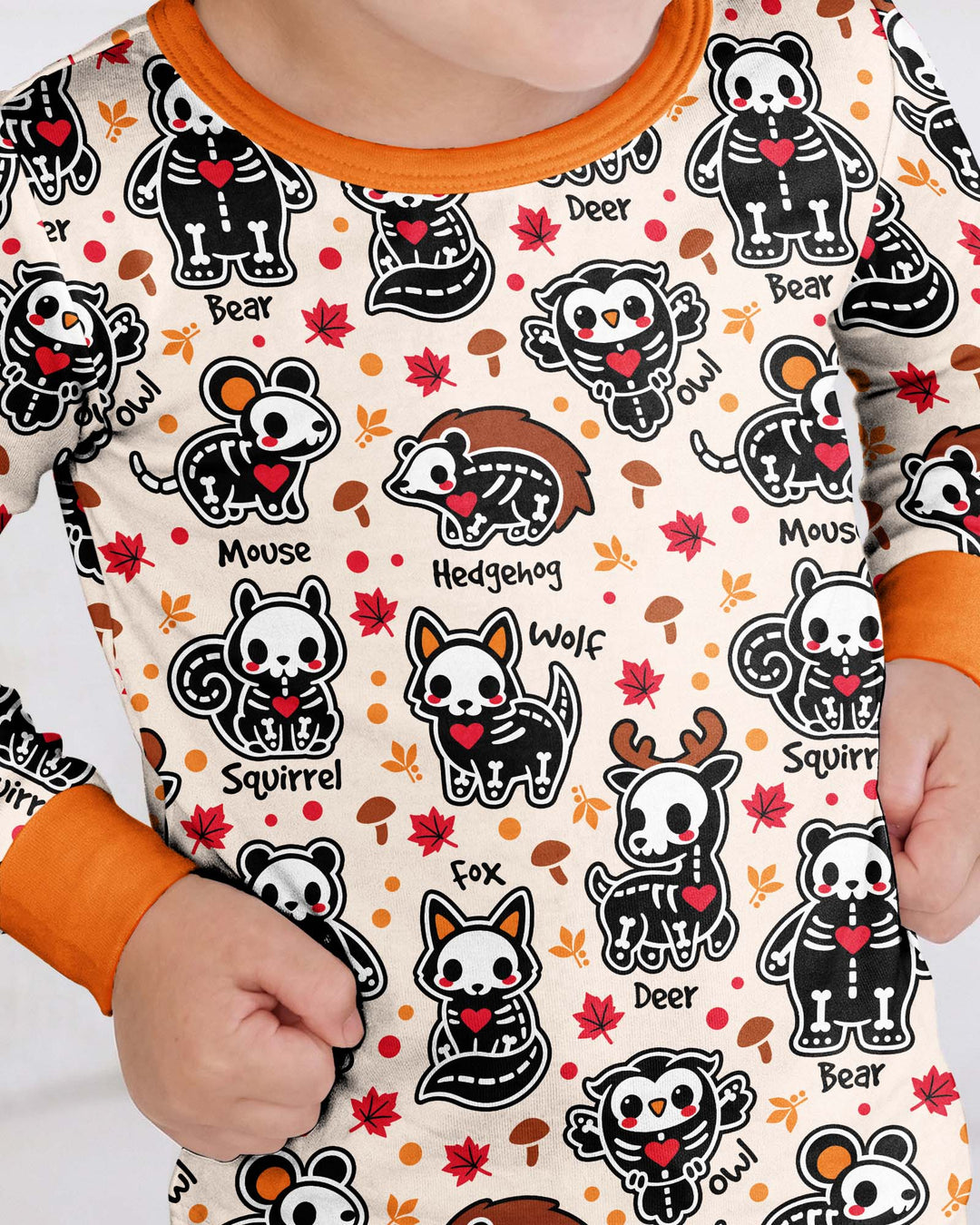 Autumn Charm Skeleton Cute Pet Bamboo Two Piece Long Sleeve Pajama Set