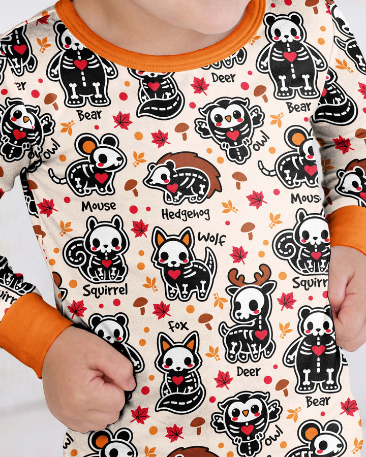 Autumn Charm Skeleton Cute Pet Bamboo Two Piece Long Sleeve Pajama Set