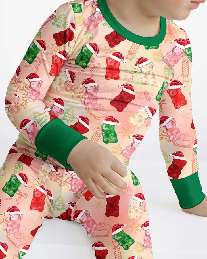 Gummy Bear Santa Christmas Bamboo Two Piece Long Sleeve Pajama Set