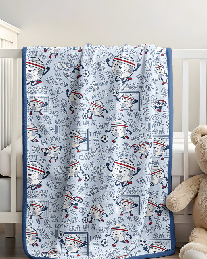 Happy Soccer Ball Family Matching Bamboo Blanket