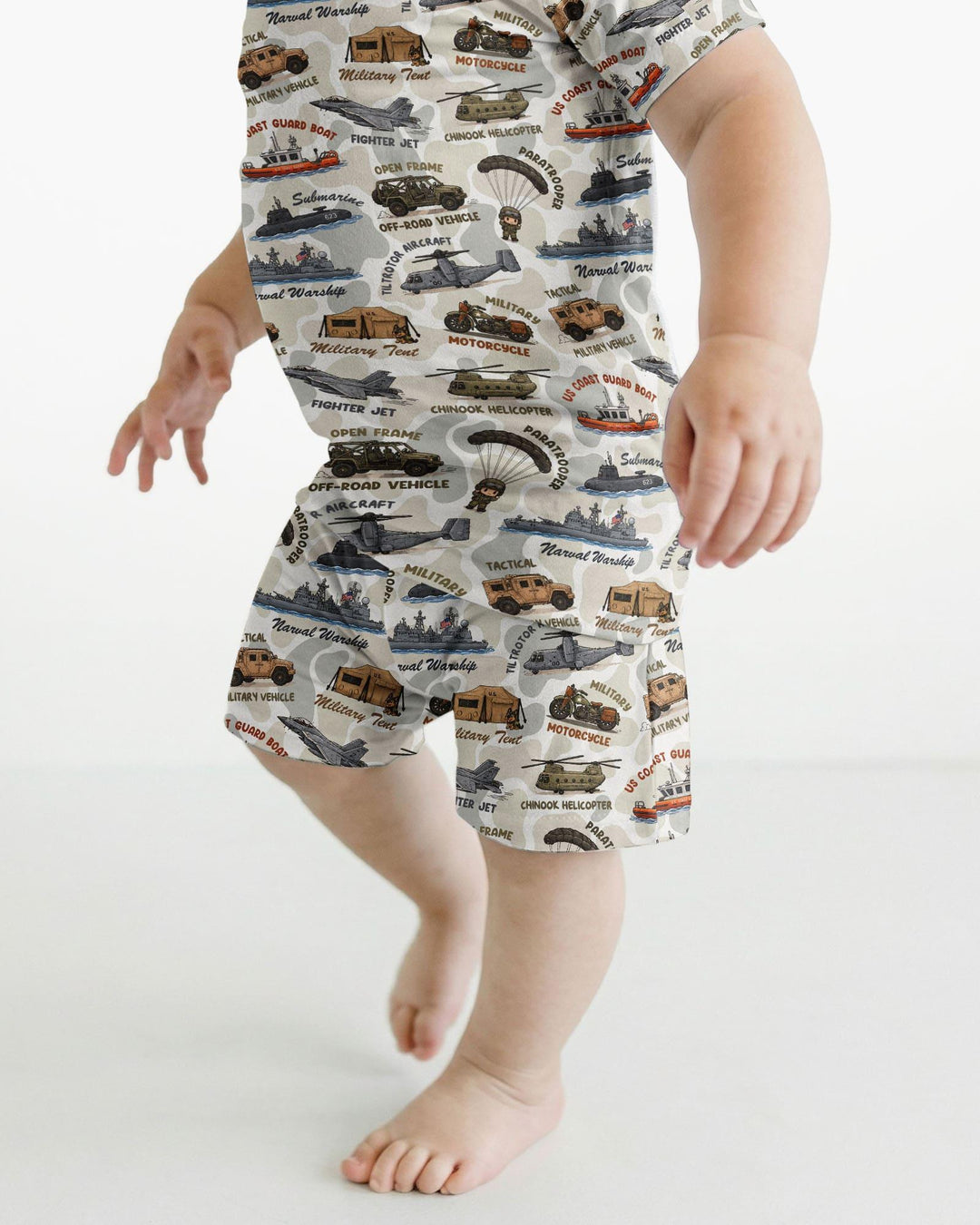 Little Hero Military Family Matching Bamboo Two Piece Short Sleeve Shorts Pajama Set