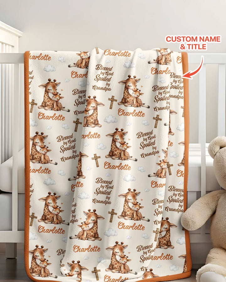 Custom Name Blessed By God Spoiled By Grandma Bamboo Blanket