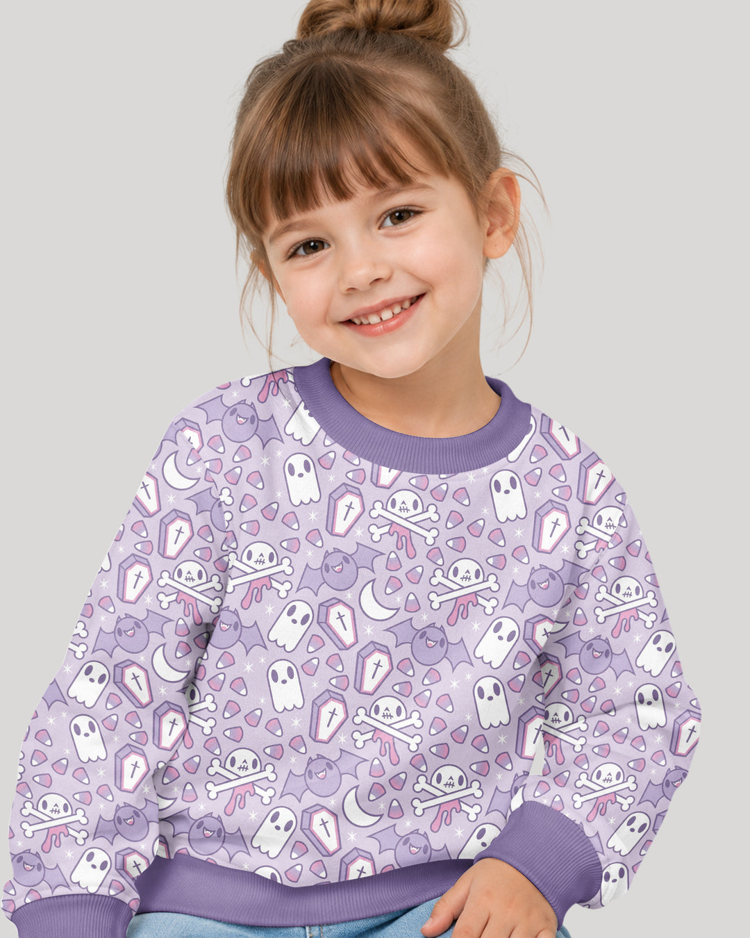 Cute Ghost Halloween Pastel Purple Spooky Bamboo Crewneck Sweatshirt