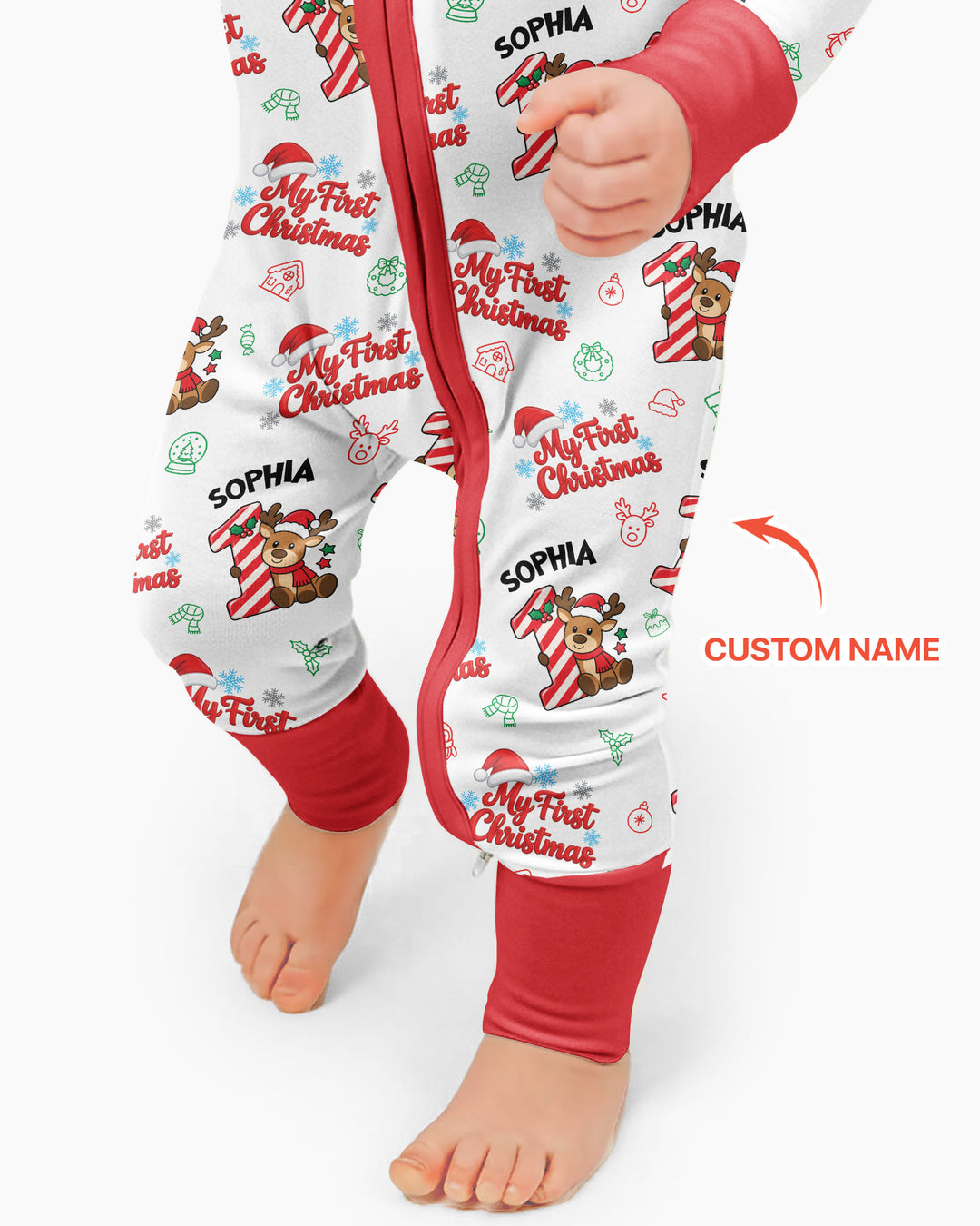 Custom Name My First Candy Cane Christmas Bamboo Convertible Zippy