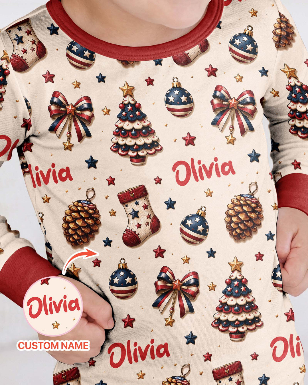 Proud Of American Baby Bamboo Two Piece Long Sleeve Pajama Set