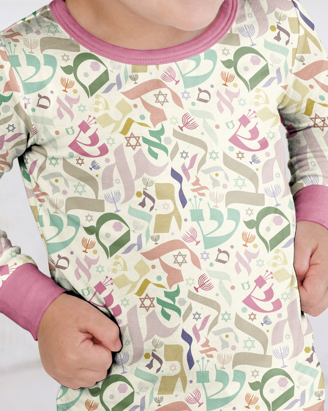 Hebrew Harmony Family Matching Bamboo Two Piece Long Sleeve Pajama Set