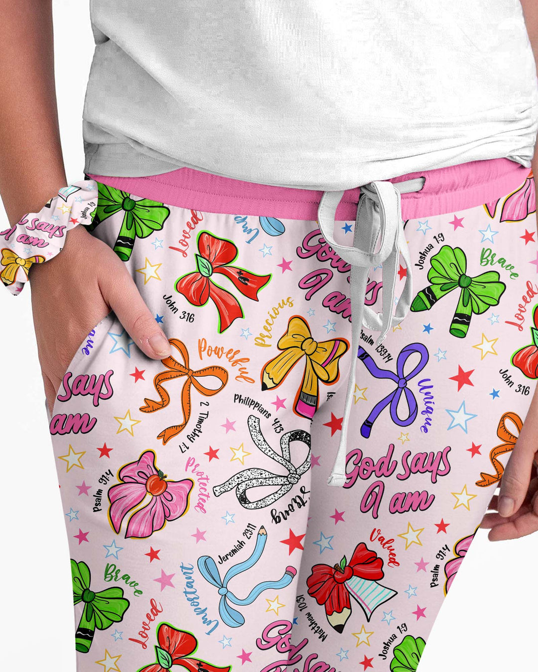 Pencil Bows God Says I Am Bamboo Women Pajama Set