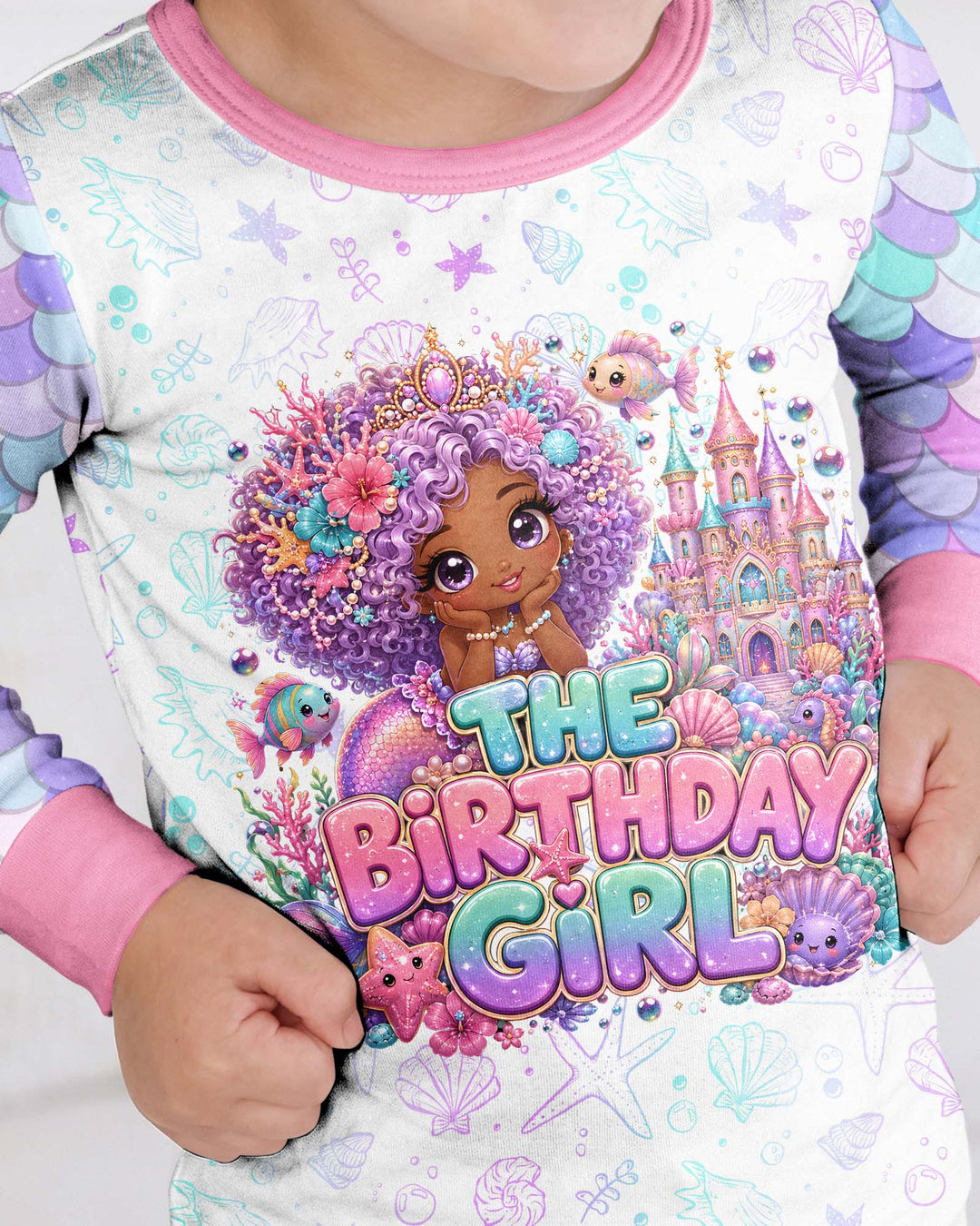 Black Mermaid The Birthday Girl  Bamboo Two Piece Long Sleeve Pajama Set