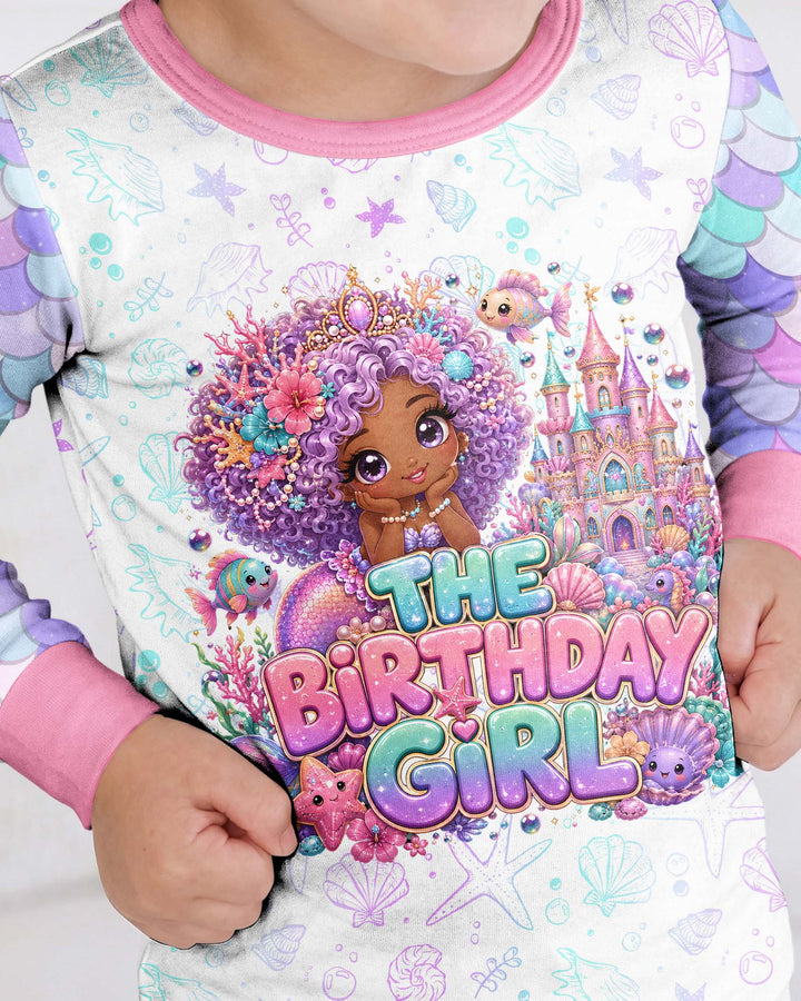Black Mermaid The Birthday Girl  Bamboo Two Piece Long Sleeve Pajama Set