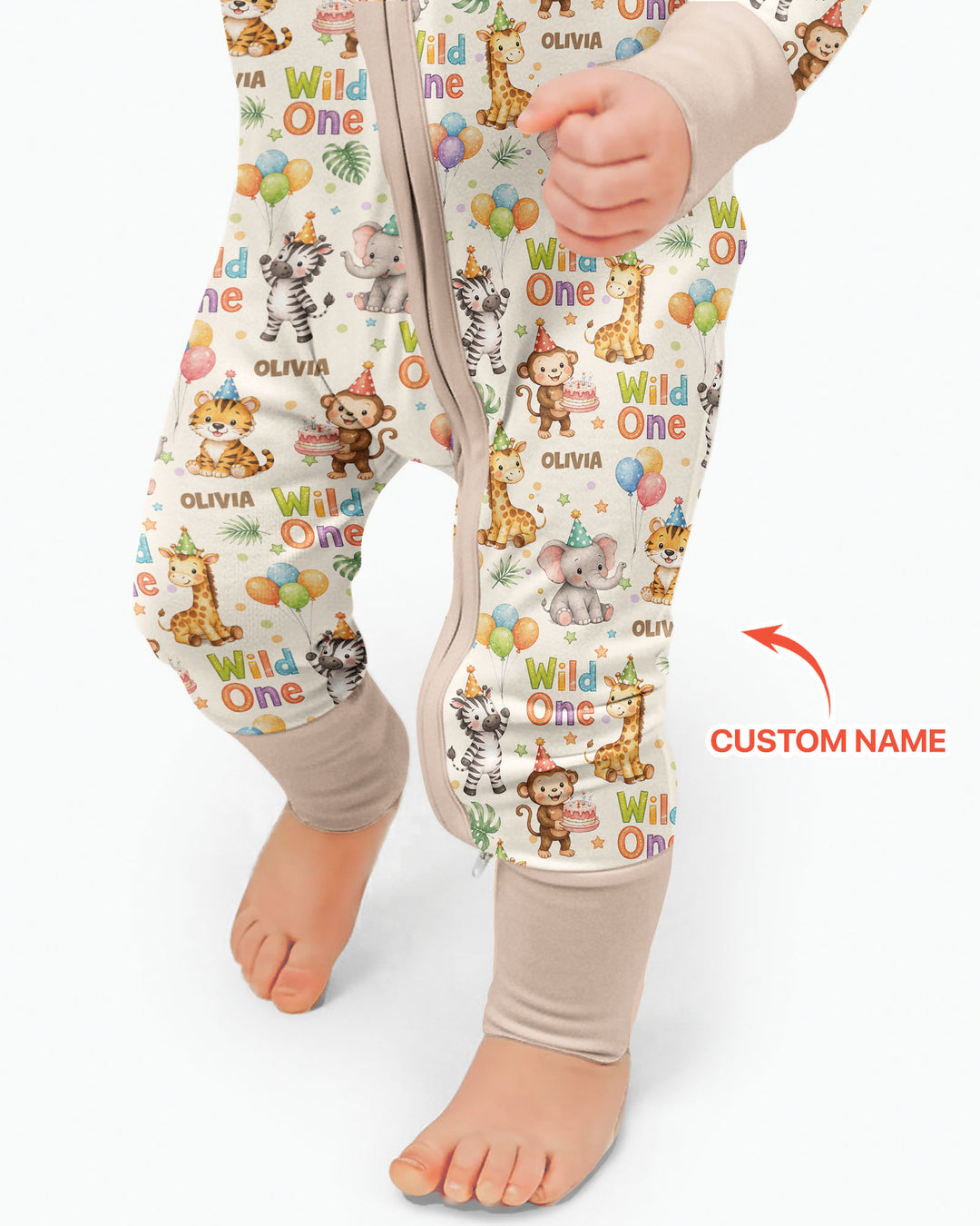 Custom Name 1st Birthday Wild One Bamboo Convertible Zippy