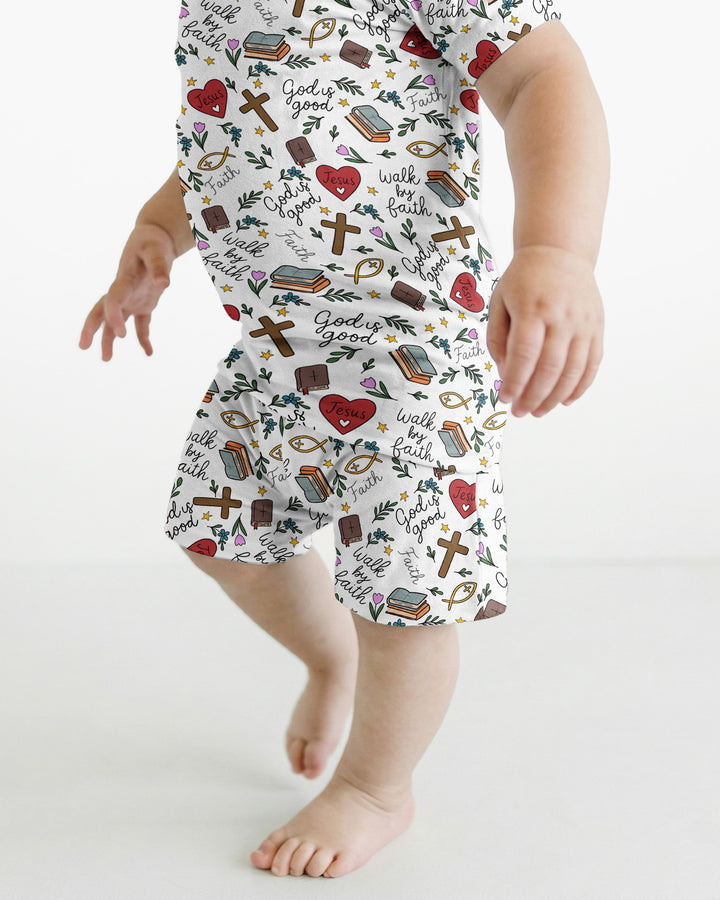 Love Jesus God Is Good Bamboo Two Piece Short Sleeve Shorts Pajama Set