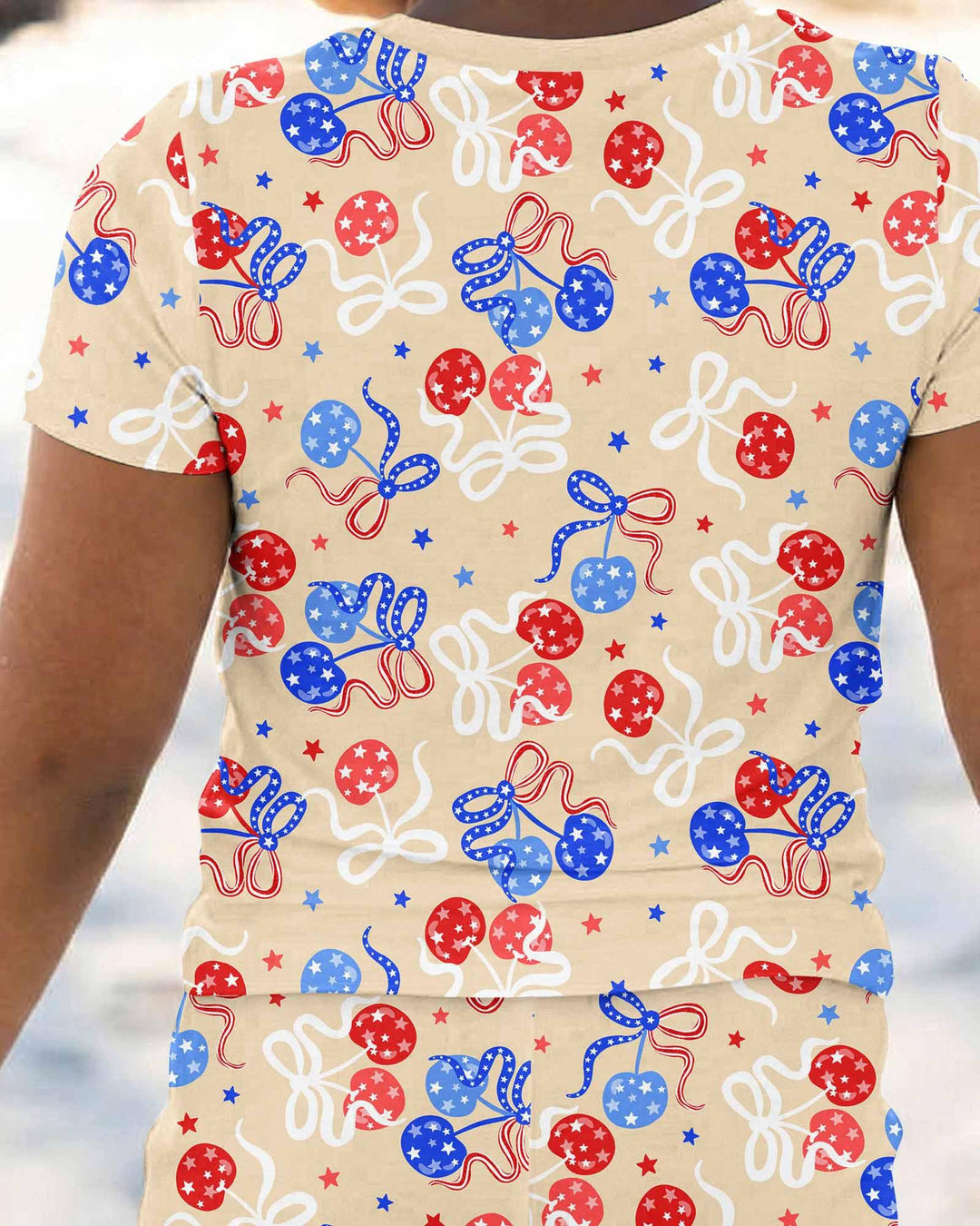 Cherry America 4th of July Bamboo Two Piece Short Sleeve Pajama Set