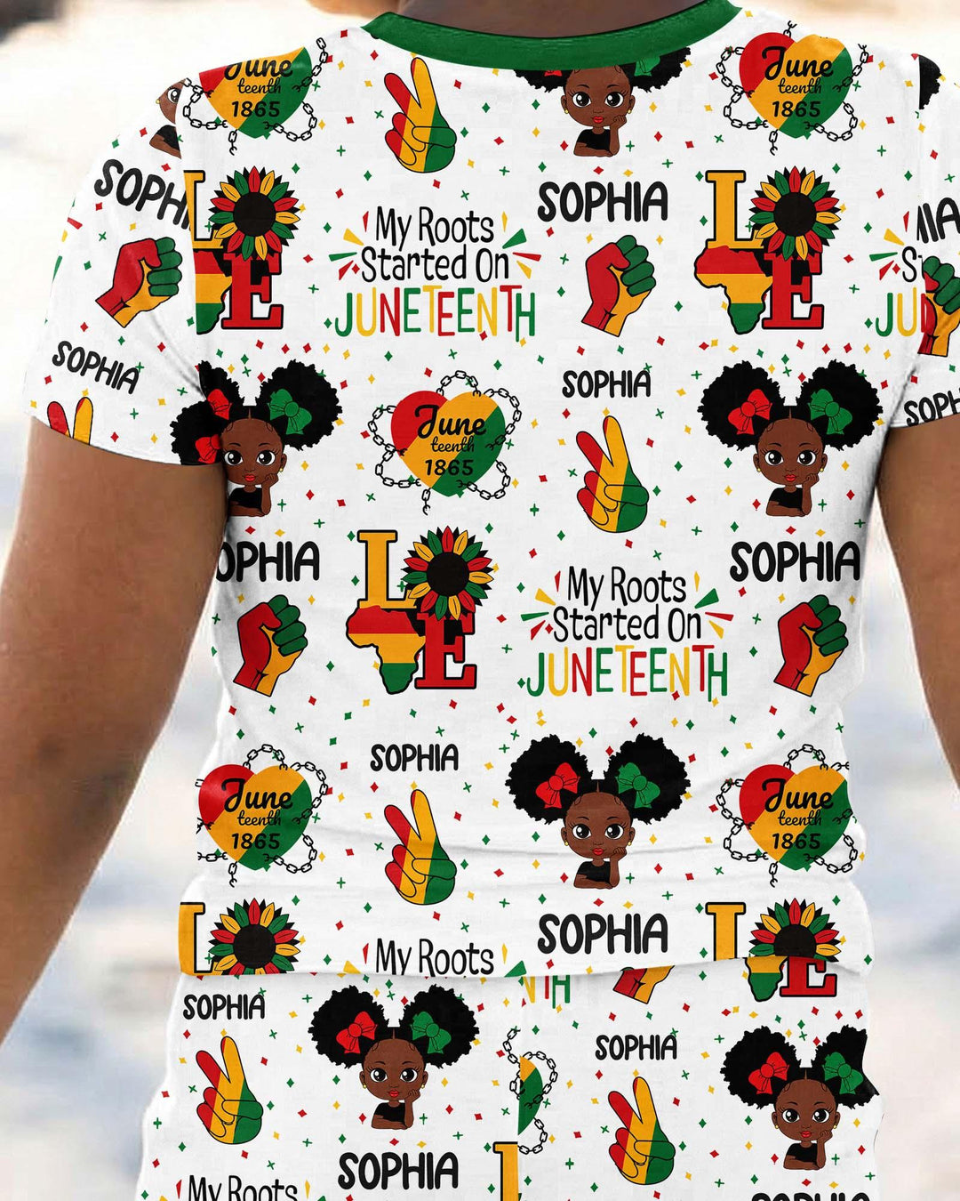 Custom Name My Roots Started On Juneteenth Bamboo Two Piece Short Sleeve Pajama Set