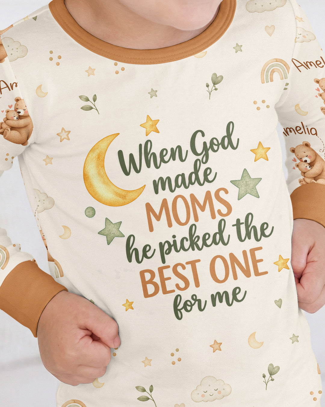 When God Made Moms Bamboo Two Piece Long Sleeve Pajama Set