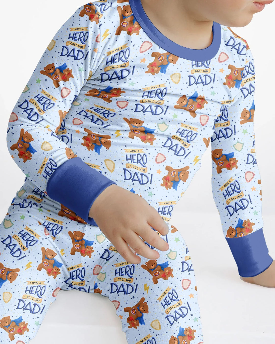 I Have A Hero Daddy & Me Matching Bamboo Two Piece Long Sleeve Pajama Set