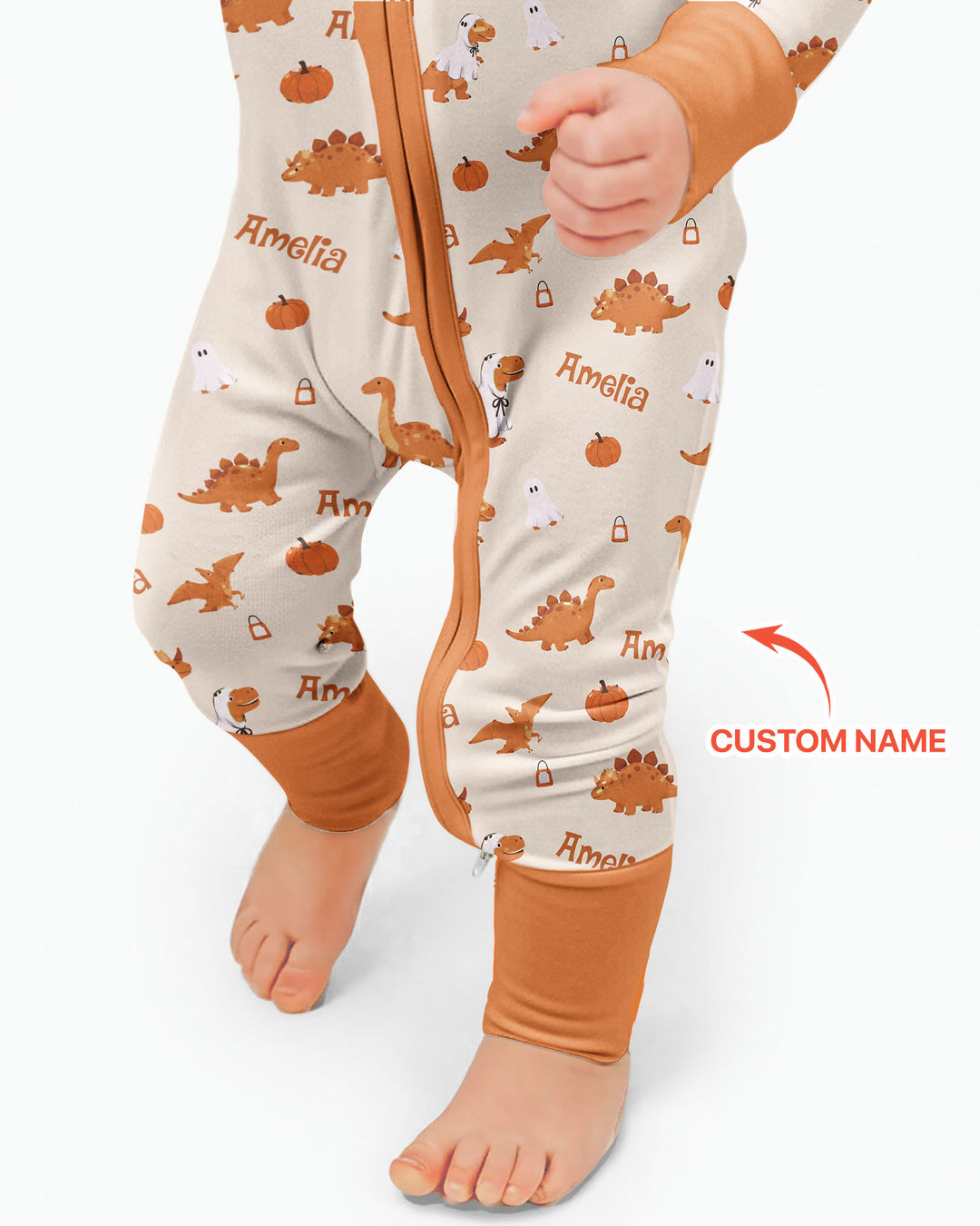 Custom Name Spooky Dinosaur Halloween - Personalized Bamboo Convertible Zippy