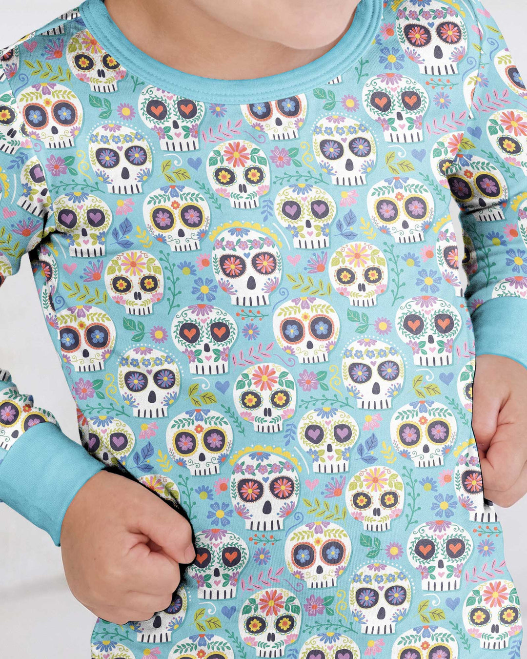 Floral Skull Bamboo Two Piece Long Sleeve Pajama Set