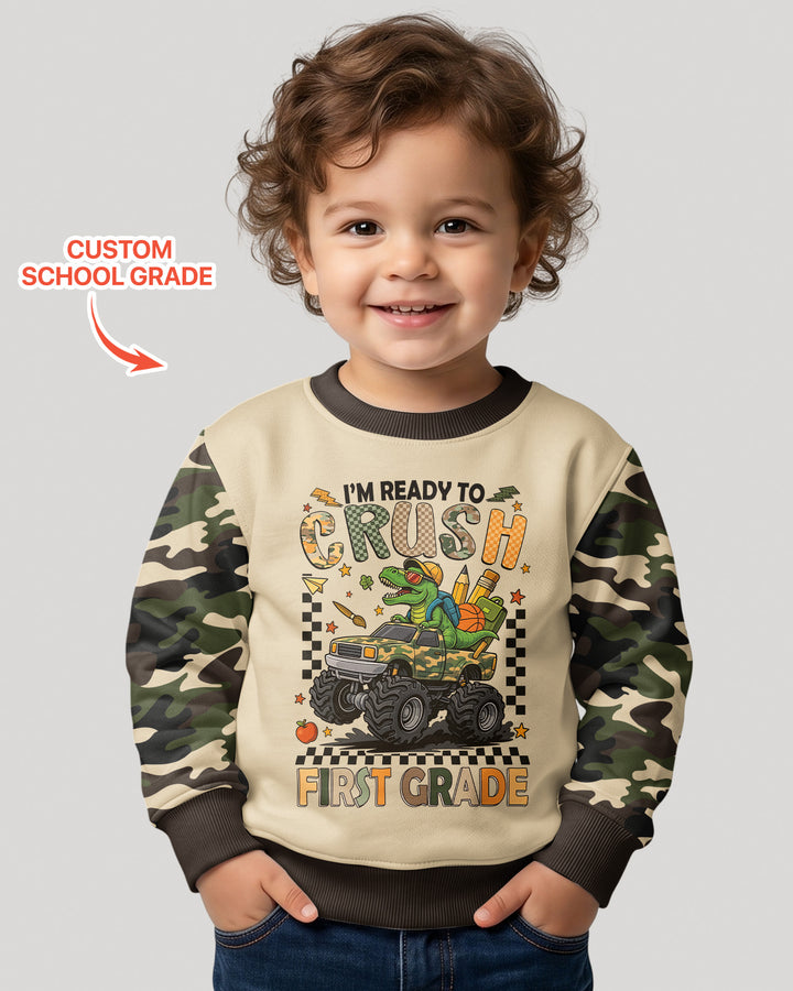 Back To School Monster Truck Dino Bamboo Crewneck Sweatshirt