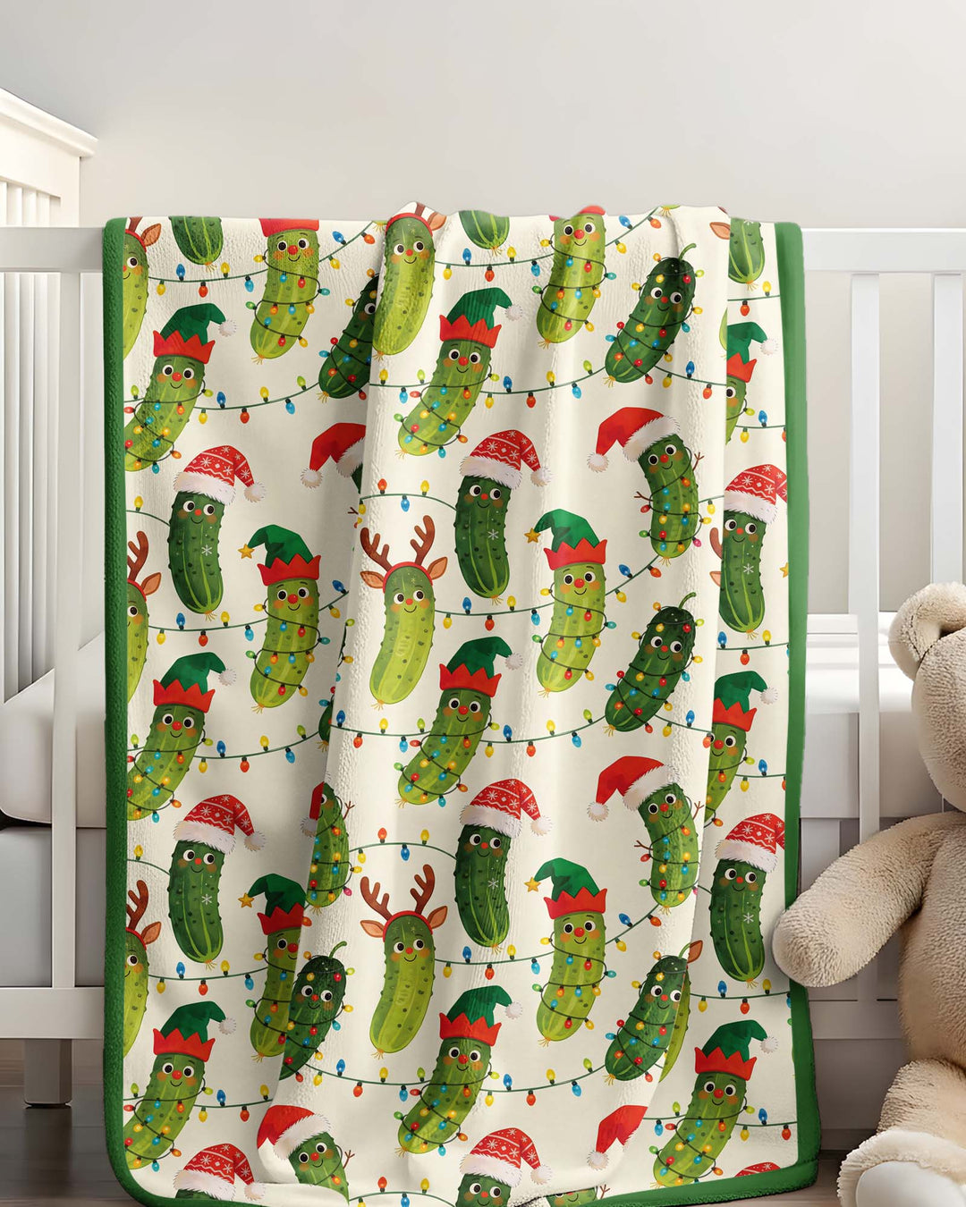 Cheerful Christmas Pickle Bamboo Blanket