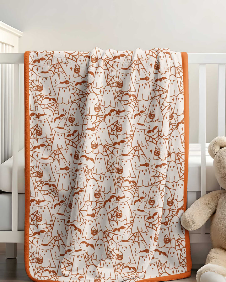 Boo Trick or Treat Ghosts Halloween Bamboo Blanket