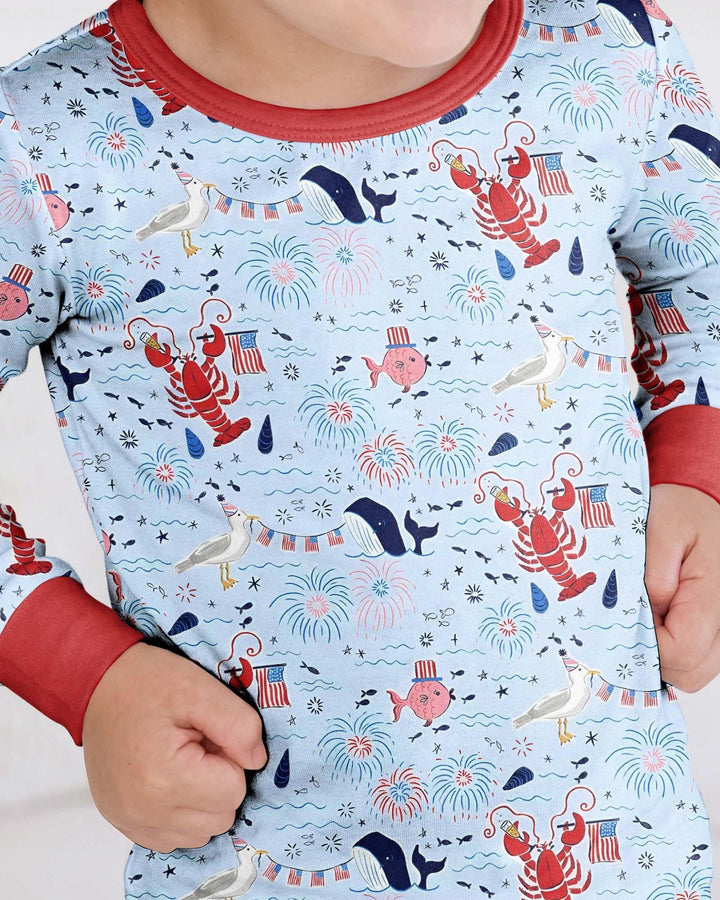 250 Summers Strong Matching Family Bamboo Two Piece Long Sleeve Pajama Set