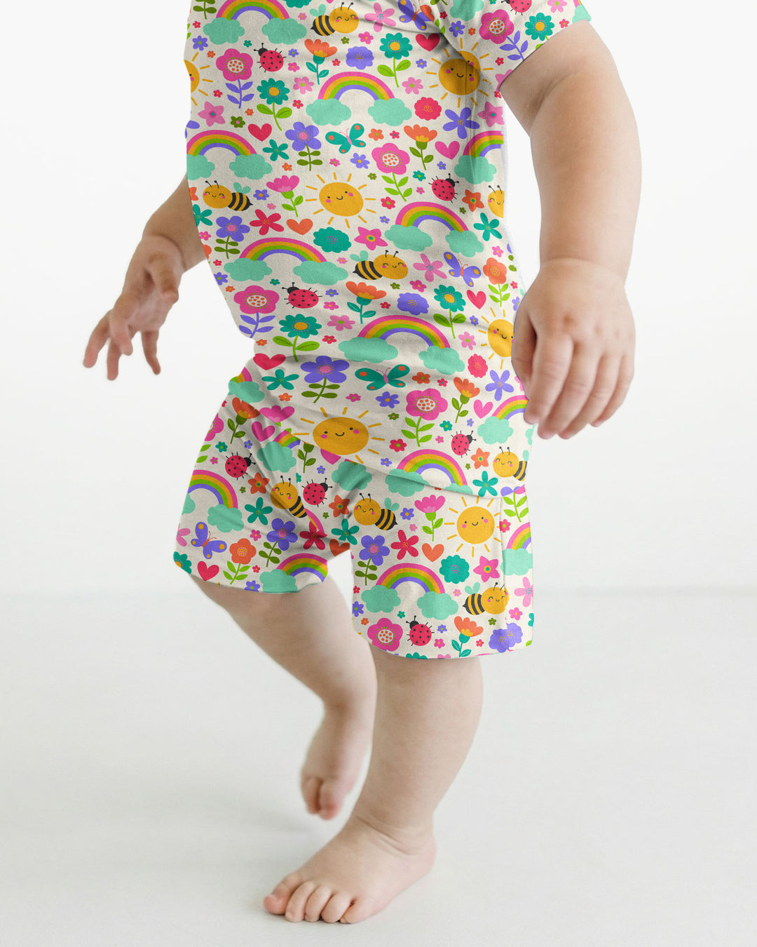 Summer Sunshine Bamboo Two Piece Short Sleeve Shorts Pyjamas Set