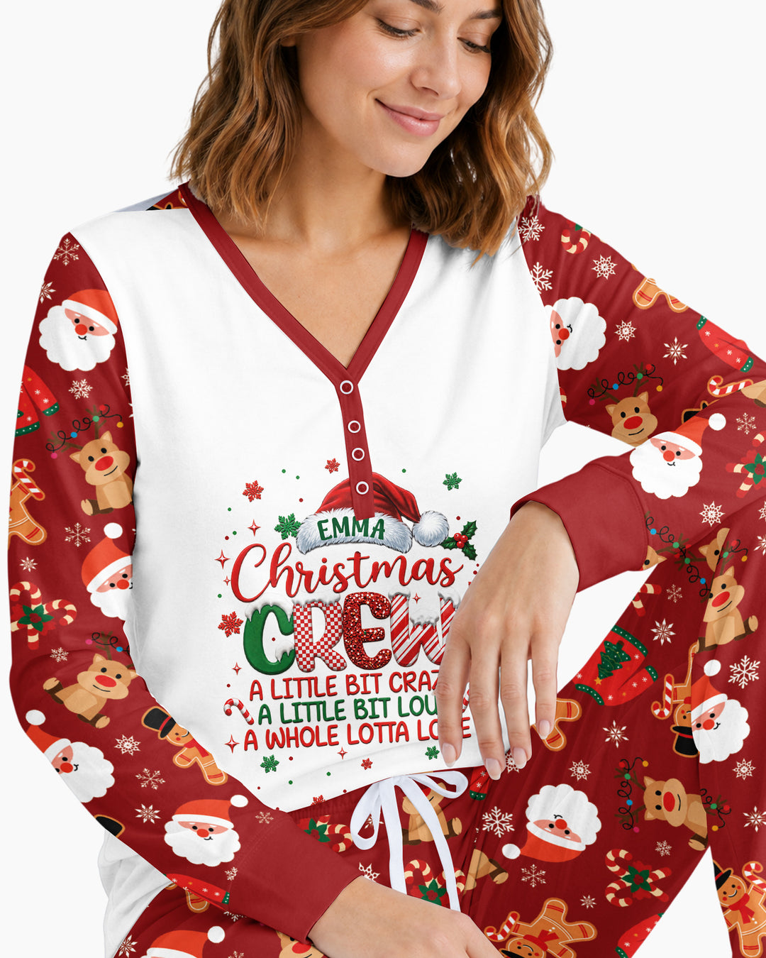 Personalized Christmas Crew Family Matching Bamboo Women Pajama Set
