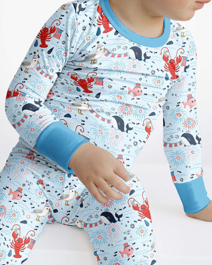 Celebrate 4th of July Family Matching Bamboo Two Piece Long Sleeve Pajama Set