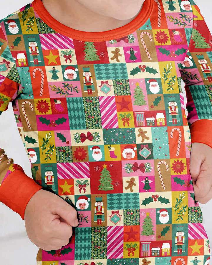 Maximalist Christmas Collage Bamboo Two Piece Long Sleeve Pajama Set