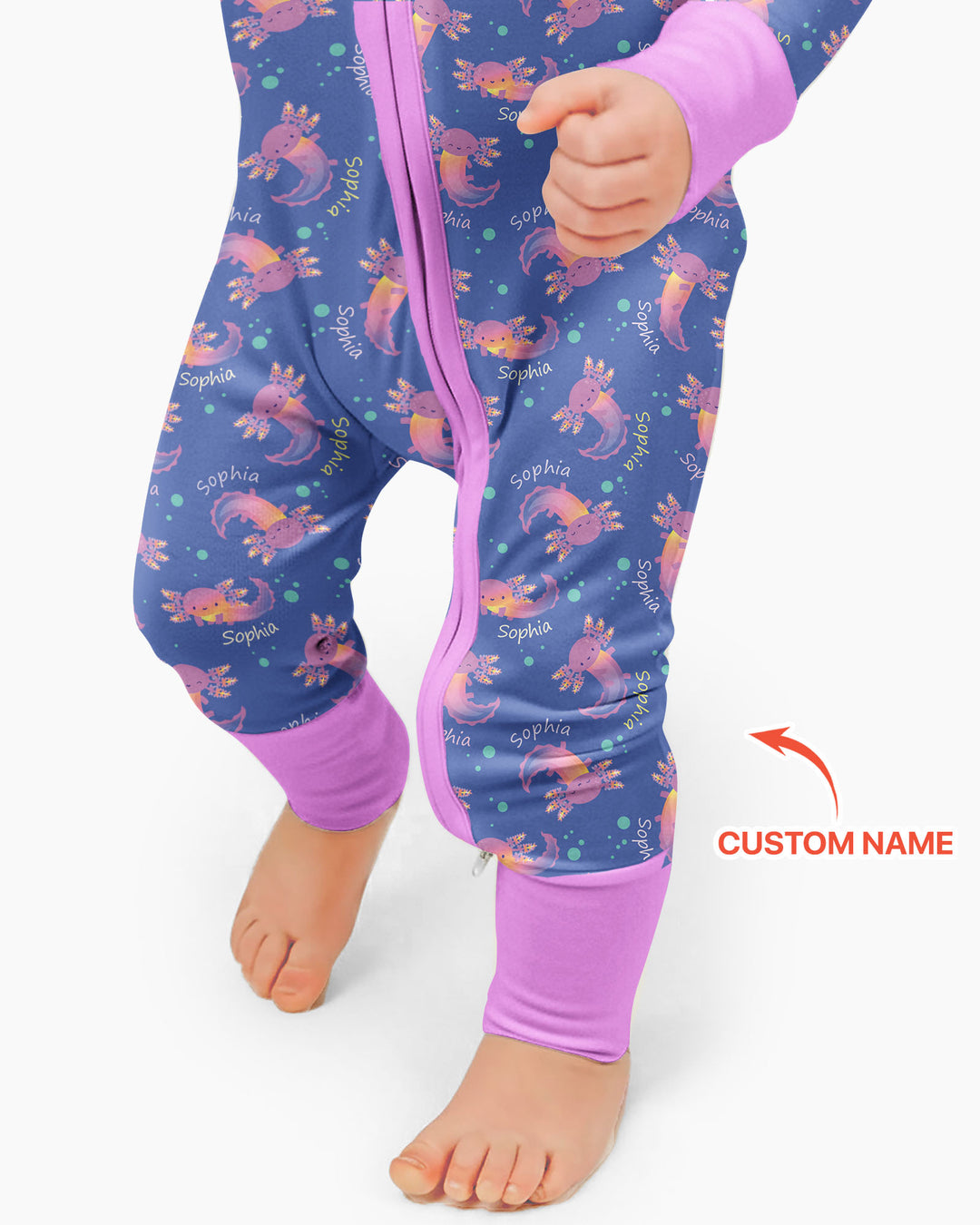Axolotl Glow Custom Name Bamboo Convertible Zippy