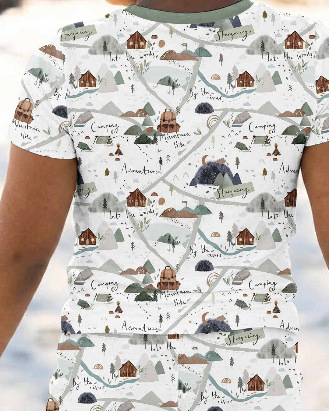 Camping Route Map Bamboo Two Piece Short Sleeve Pyjamas Set