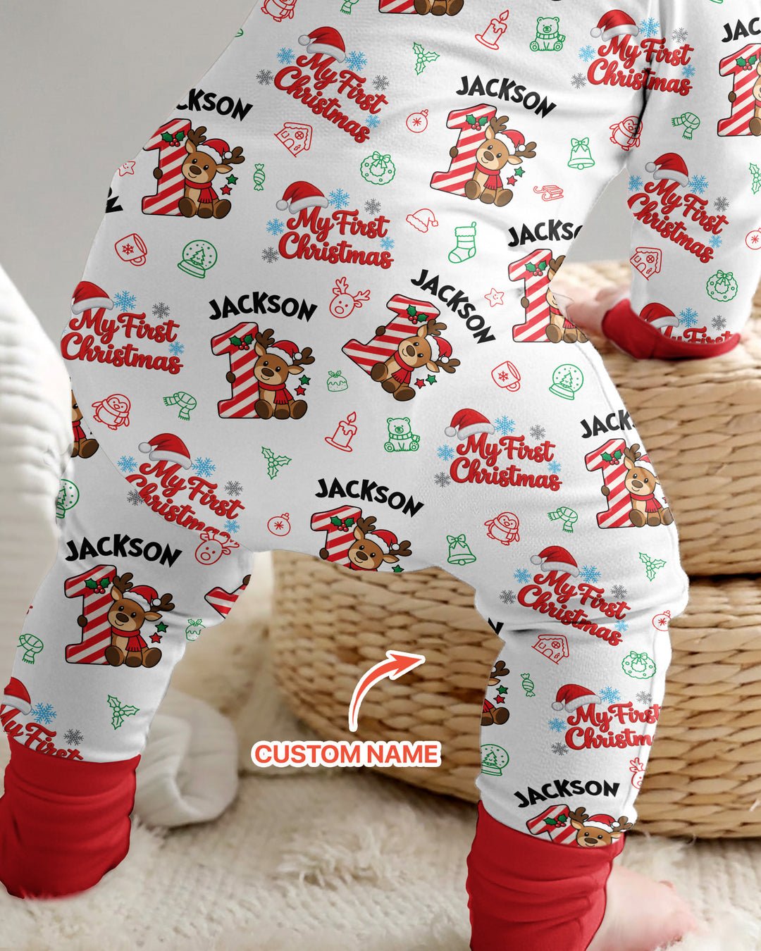 Custom Name My First Candy Cane Christmas Bamboo Convertible Zippy