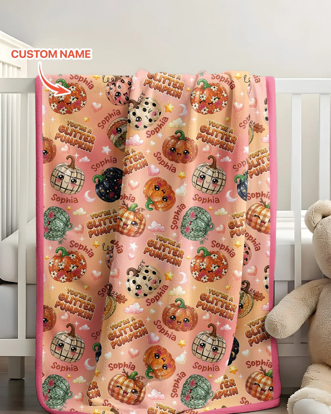 Custom Name You're A Glitter Pumpkin Bamboo Blanket