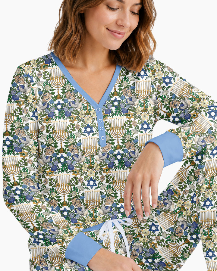 Hanukkah the Festival of Lights Mommy & Me Matching Bamboo Women Pajama Set