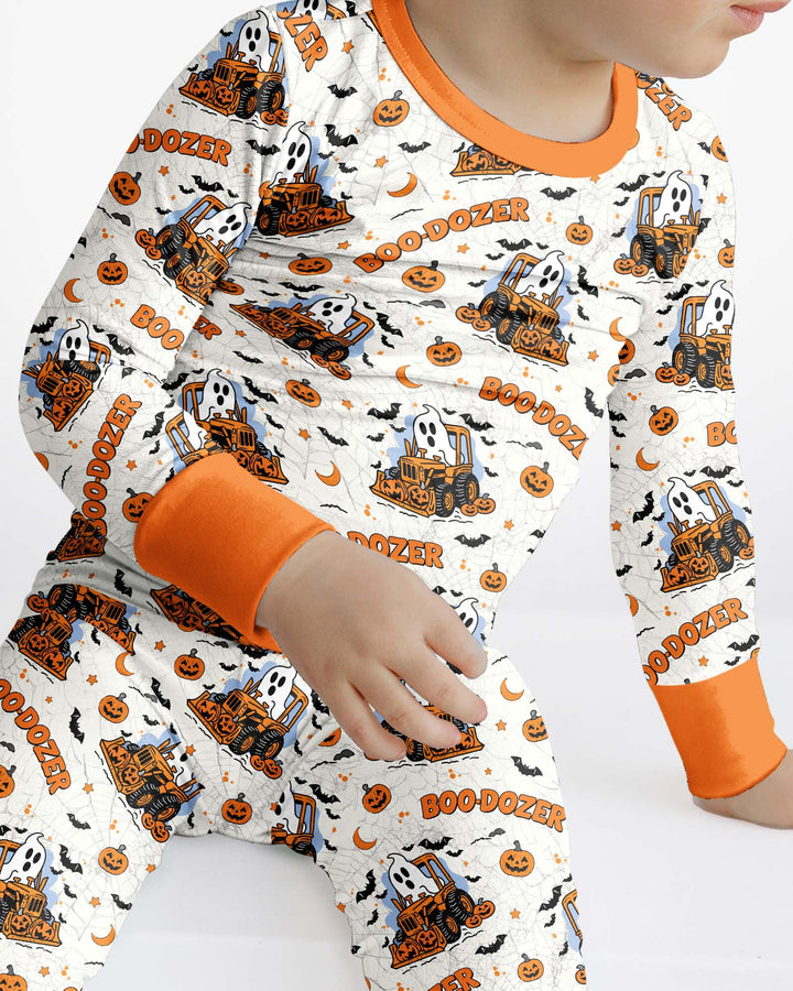 Boo-dozer Halloween Bamboo Two Piece Long Sleeve Pajama Set