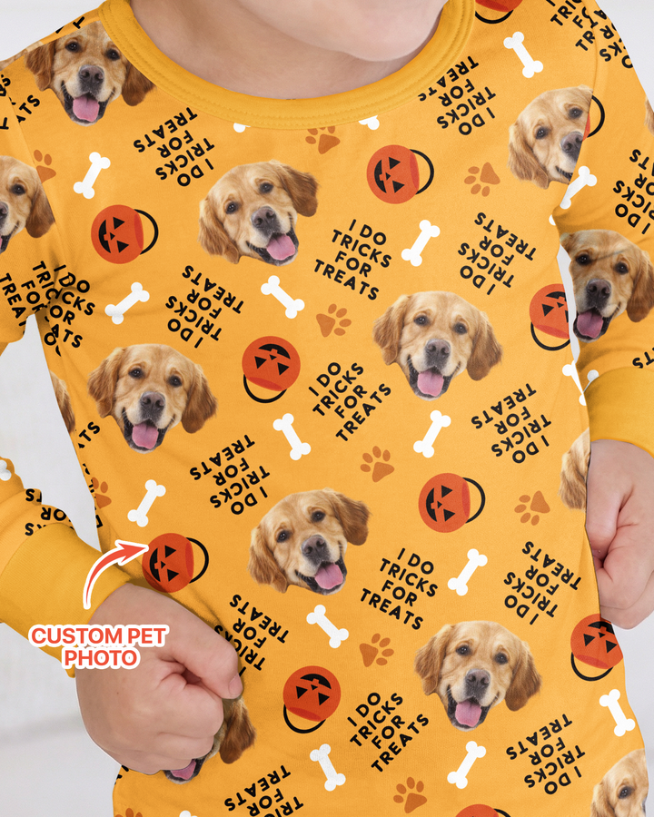 Custom Pet Photo Tricks for Treats  Bamboo Two Piece Long Sleeve Pajama Set