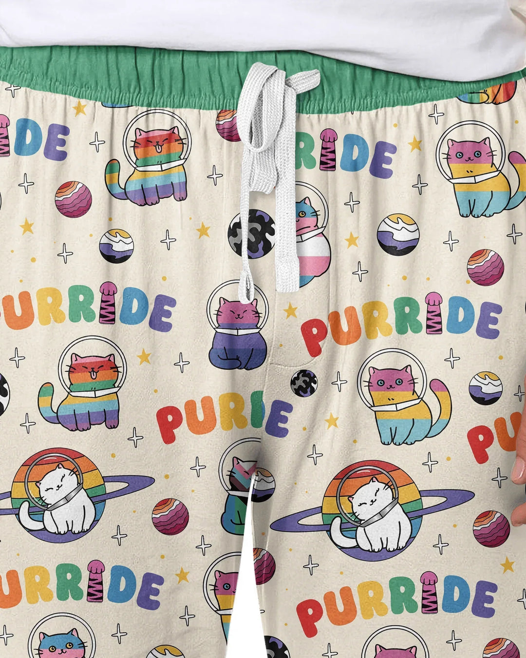 Rainbow Space Cats Family Matching Bamboo Men's Pajama Set