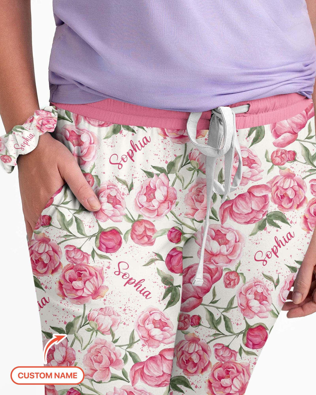 Custom Name Birth Month Flowers Bamboo Women Pajama Set