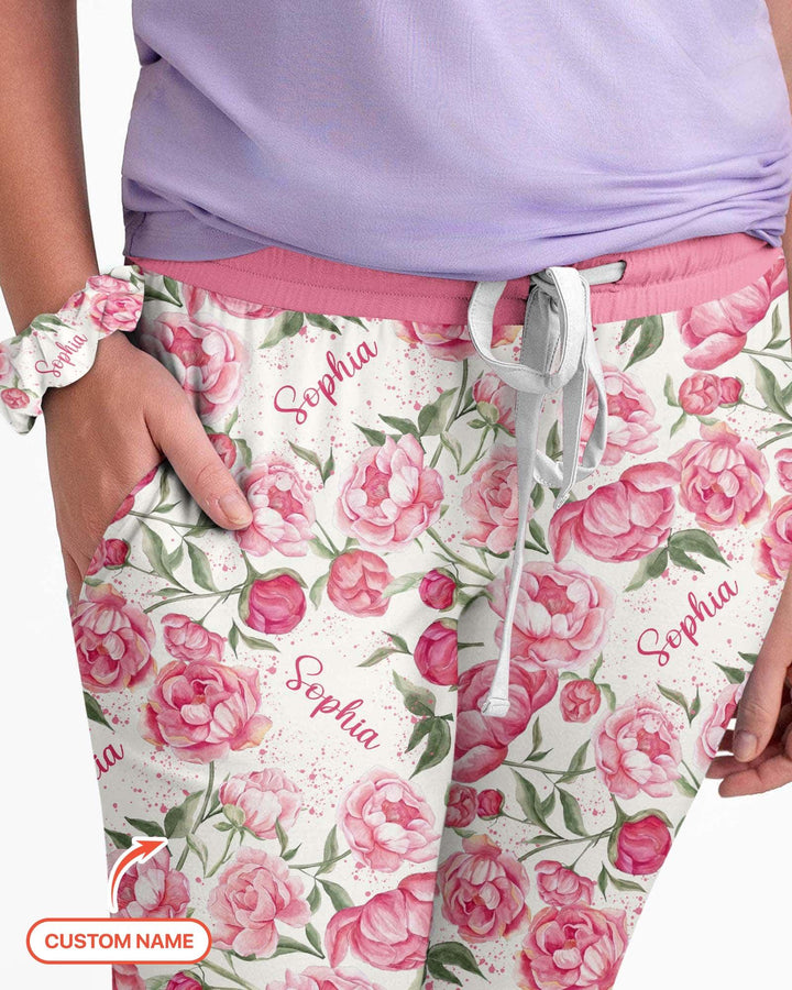 Custom Name Birth Month Flowers Bamboo Women Pajama Set
