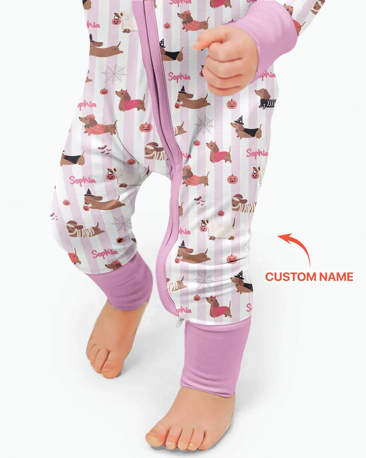 Custom Name Boo Crew Halloween Dachshund  Bamboo Convertible Zippy