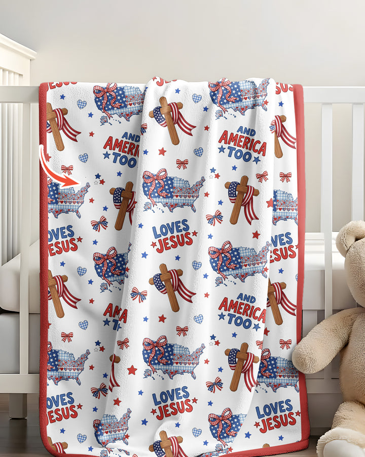 Loves Jesus And America Too Bamboo Blanket