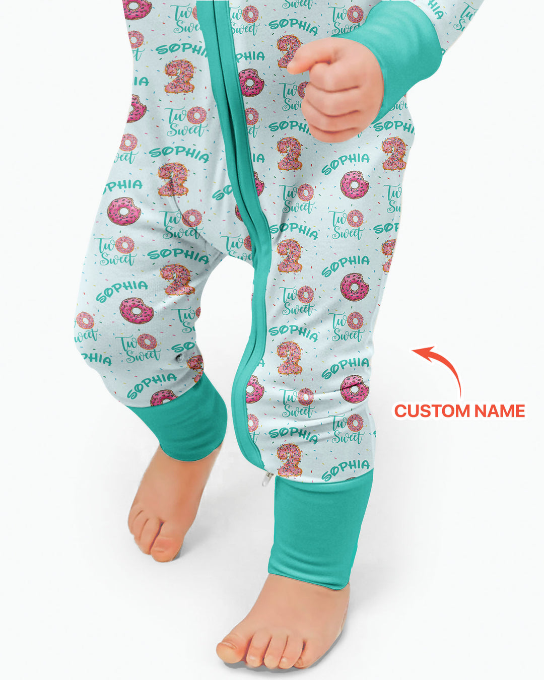 Custom Name Two Sweet Donut Bamboo Convertible Zippy